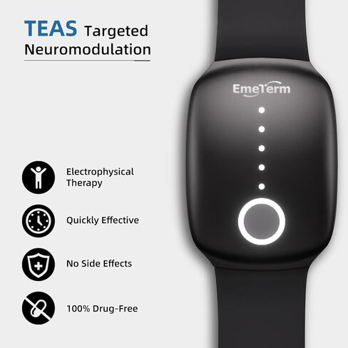 EmeTerm تخفيف الغثيان القطب الكهربائي محفز غثيان الصباح الحركة غثيان السفر القيء الإغاثة قابلة لإعادة الشحن لا هلام العصابات المعصم خالية من المخدرات دون آثار جانبية (أسود) in Kuwait