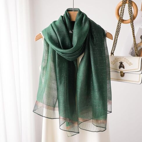 Women Double Layer Pure Scarf Solid Long Shawl and Wraps Lightweight Scarf Plain Fashion Neck Scarf for Lady in Kuwait