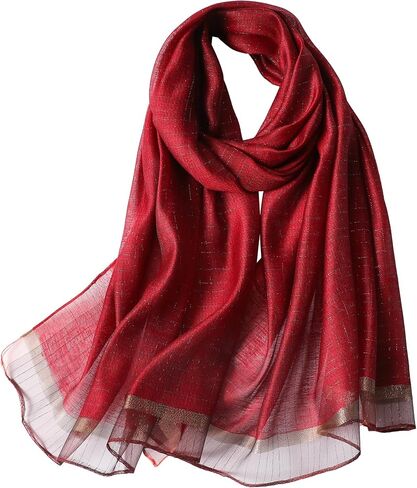 Women Double Layer Pure Scarf Solid Long Shawl and Wraps Lightweight Scarf Plain Fashion Neck Scarf for Lady in Kuwait