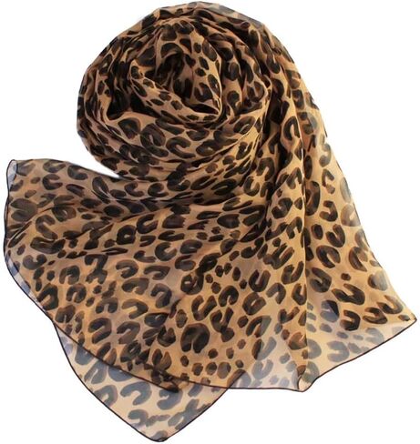 Lightweight Leopard Chiffon Scarfs for Women - Fashion Floral Print Scarves Shawl Head Wraps Bandana in Saudi Arabia
