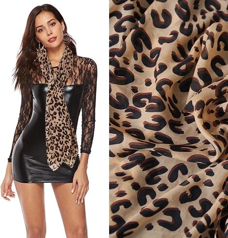 Lightweight Leopard Chiffon Scarfs for Women - Fashion Floral Print Scarves Shawl Head Wraps Bandana in Saudi Arabia