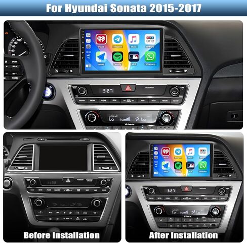 [4G+64G] Android 13 Car Stereo for Hyundai Sonata 2015-2017 with Wireless CarPlay Android Auto,9" Touchscreen Car Radio with Mirror Link Voice Control WiFi/GPS,Bluetooth,FM/RDS,SWC+Backup Camera in Kuwait