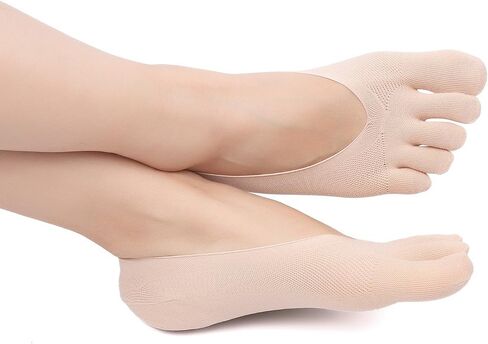 4 Pairs Women No Show Toe Socks Five Finger Liner Socks Non-Slip for Sneaker Boat Shoes in Kuwait