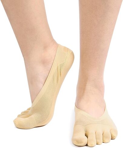 4 Pairs Women No Show Toe Socks Five Finger Liner Socks Non-Slip for Sneaker Boat Shoes in Kuwait