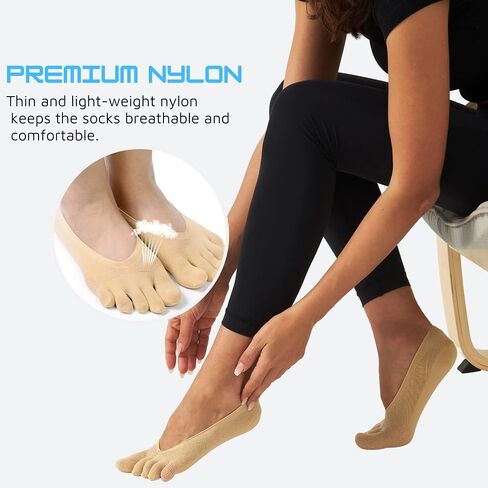 4 Pairs Women No Show Toe Socks Five Finger Liner Socks Non-Slip for Sneaker Boat Shoes in Kuwait