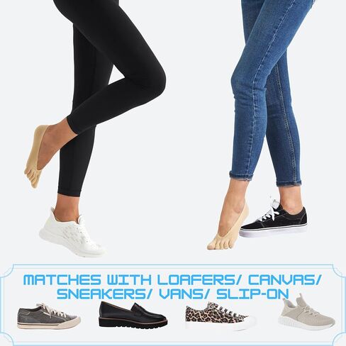 4 Pairs Women No Show Toe Socks Five Finger Liner Socks Non-Slip for Sneaker Boat Shoes in Kuwait