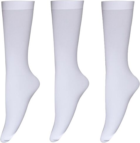 Bestjybt 3 Pairs Women's Opaque Stretchy Nylon Knee High Stockings Trouser Socks in Saudi Arabia