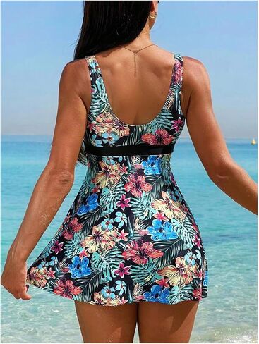 SOLY HUX Women's Tankini Swimsuits Tropical Print Two Piece Bathing Suit Tankini Top and Shorts Set in Saudi Arabia