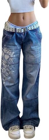 Women's Baggy Denim Pants High Waisted Y2K Wide Leg Oversized Plus Size Boyfriend Cargo Jeans Streetwear Trousers in Saudi Arabia
