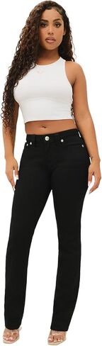 True Religion Women's Billie Mid Rise Straight Stretch Single Needle Stitching Jeans Pant in Saudi Arabia