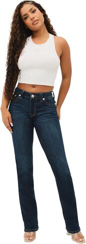 True Religion Women's Billie Mid Rise Straight Stretch Single Needle Stitching Jeans Pant in Saudi Arabia