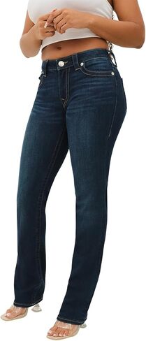 True Religion Women's Billie Mid Rise Straight Stretch Single Needle Stitching Jeans Pant in Saudi Arabia