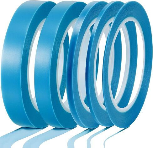 5 Rolls of Vinyl Tape Masking Tape Automotive Car Auto Paint for Curves, High Temperature Vinyl Low Tack(1/16 Inch, 1/8 Inch, 1/4 Inch, 1/2 Inch, 3/4 Inch, Blue) in Saudi Arabia