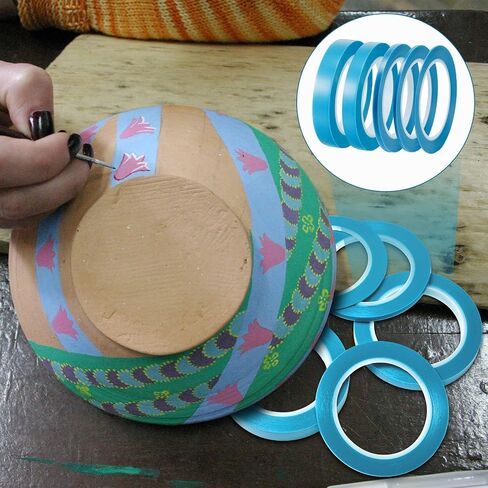5 Rolls of Vinyl Tape Masking Tape Automotive Car Auto Paint for Curves, High Temperature Vinyl Low Tack(1/16 Inch, 1/8 Inch, 1/4 Inch, 1/2 Inch, 3/4 Inch, Blue) in Saudi Arabia