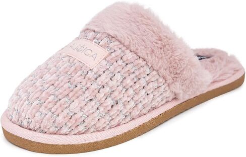 Nautica Women's Cozy Clog Slippers with Plush Faux Fur Collar and Durable Rubber Sole for Indoor & Outdoor Comfort in Kuwait