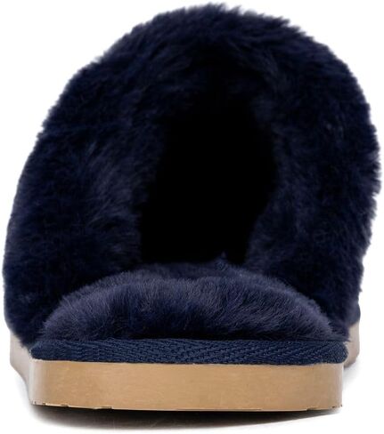 Nautica Women's Cozy Clog Slippers with Plush Faux Fur Collar and Durable Rubber Sole for Indoor & Outdoor Comfort in Kuwait