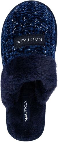 Nautica Women's Cozy Clog Slippers with Plush Faux Fur Collar and Durable Rubber Sole for Indoor & Outdoor Comfort in Kuwait