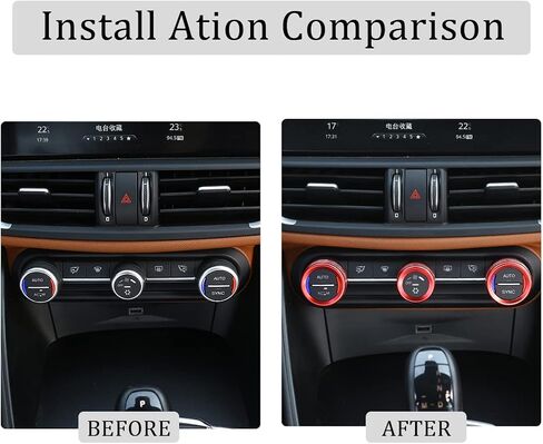 Car AC Knob Trim Air Conditioner Audio Cover Rotary Decoration Ring Sticker Decal fit for Alfa Romeo Giulia Stelvio 2017-2020 Car Accessories (Red) in Kuwait