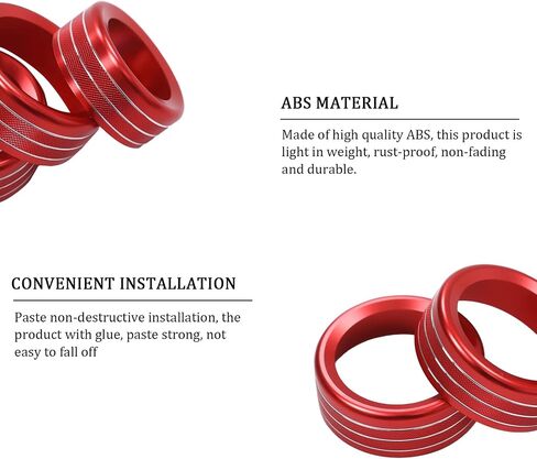 Car AC Knob Trim Air Conditioner Audio Cover Rotary Decoration Ring Sticker Decal fit for Alfa Romeo Giulia Stelvio 2017-2020 Car Accessories (Red) in Kuwait