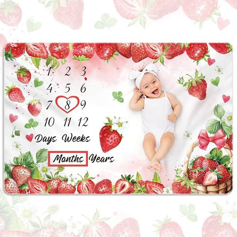 Nuanchu Wildflower Baby Monthly Milestone Blanket for Baby Girl Boy 60" x 40" Soft Fleece First 12 Months Growth Chart Newborn Photography Background Baby's First Year Milestone Blanket Nursery Decor in Saudi Arabia
