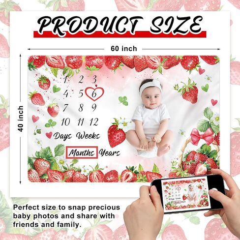 Nuanchu Wildflower Baby Monthly Milestone Blanket for Baby Girl Boy 60" x 40" Soft Fleece First 12 Months Growth Chart Newborn Photography Background Baby's First Year Milestone Blanket Nursery Decor in Saudi Arabia