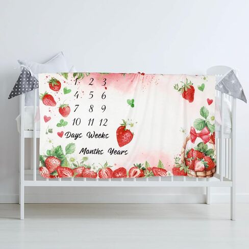 Nuanchu Wildflower Baby Monthly Milestone Blanket for Baby Girl Boy 60" x 40" Soft Fleece First 12 Months Growth Chart Newborn Photography Background Baby's First Year Milestone Blanket Nursery Decor in Saudi Arabia