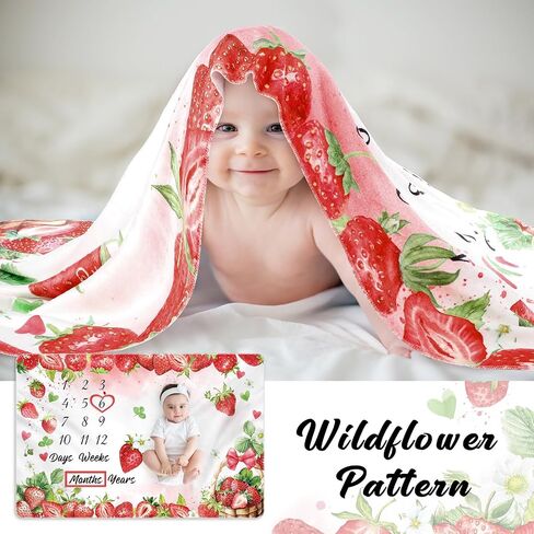 Nuanchu Wildflower Baby Monthly Milestone Blanket for Baby Girl Boy 60" x 40" Soft Fleece First 12 Months Growth Chart Newborn Photography Background Baby's First Year Milestone Blanket Nursery Decor in Saudi Arabia