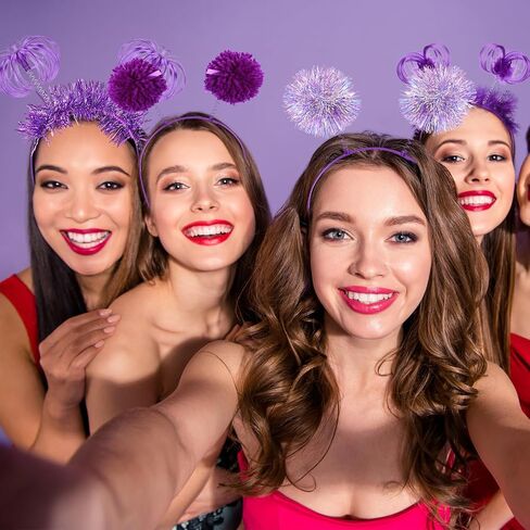Censen 16 Pcs Pom Pom Headband Party Headbands Tinsel Wrapped Ponytail Head Bopper Costume Headwear Halloween Party Accessory in Saudi Arabia