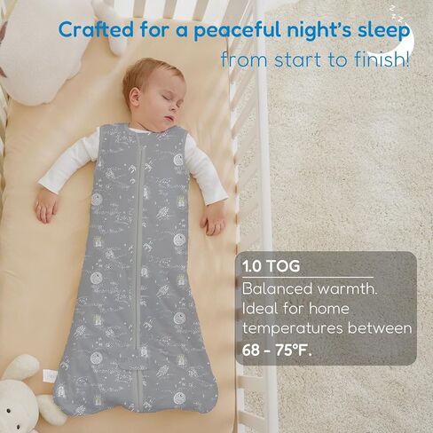 كيس نوم للأطفال الصغار من توتاها 1.0 TOG لـ 2T-3T-4T، أكياس نوم ناعمة زبدانية للجنسين مع سحاب آمن في اتجاهين، حقيبة نوم ممتازة لجميع المواسم in Kuwait