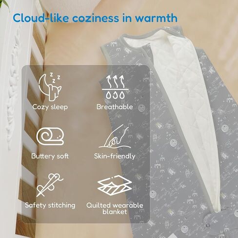 كيس نوم للأطفال الصغار من توتاها 1.0 TOG لـ 2T-3T-4T، أكياس نوم ناعمة زبدانية للجنسين مع سحاب آمن في اتجاهين، حقيبة نوم ممتازة لجميع المواسم in Kuwait