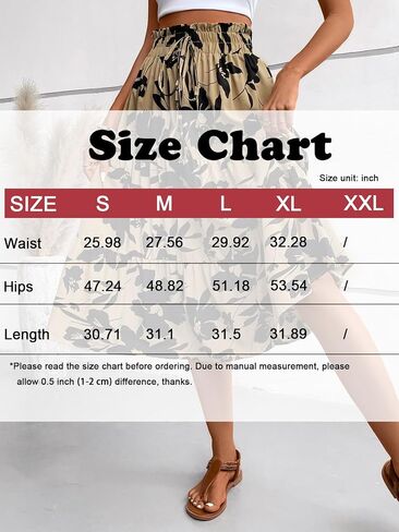 Women's Floral Tiered Midi Skirt Elastic Waist Dressy Casual A-line Summer Boho Skirts in Saudi Arabia