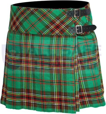 KILT for Women - تنورة من الزبدة النسائية الاسكتلندية ، تصميم ترتان مطوي مع إغلاق مشبك جلدي قابل للتعديل in Kuwait