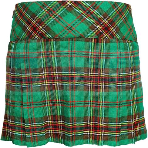 KILT for Women - تنورة من الزبدة النسائية الاسكتلندية ، تصميم ترتان مطوي مع إغلاق مشبك جلدي قابل للتعديل in Kuwait