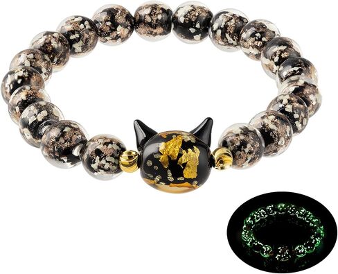 Firefly Glass Beads Bracelet, Cute Money Attract Cat Bracelets, Cats Lover Gifts Spiritual Protection Gifts for Women, Teen, Mom, Daughter, Sister, Best Friends with Gift Cards in Kuwait
