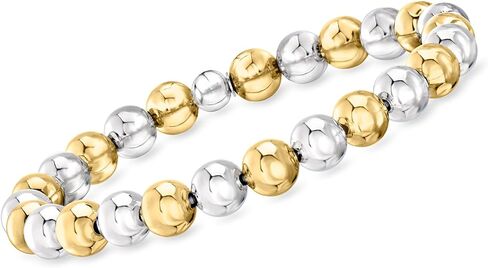 Ross-Simons Italian 8mm Sterling Silver و 18kt الذهب على سوار امتداد حبة الجنيه الاسترليني in Saudi Arabia