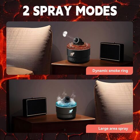 Cannon Humidifier, 280ML Cannon Diffuser with 7-Color LED Light and Timer, 2 Spray Modes Vapor Cool Mist Humidifier for Bedroom in Saudi Arabia