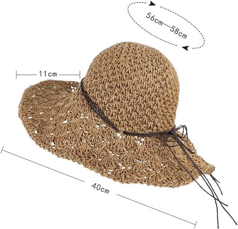 Women Crochet Straw Sun Hat Wide Brim Sun Protection Travel Beach Cap UPF50+ Packable Floppy Bucket Hat in Saudi Arabia
