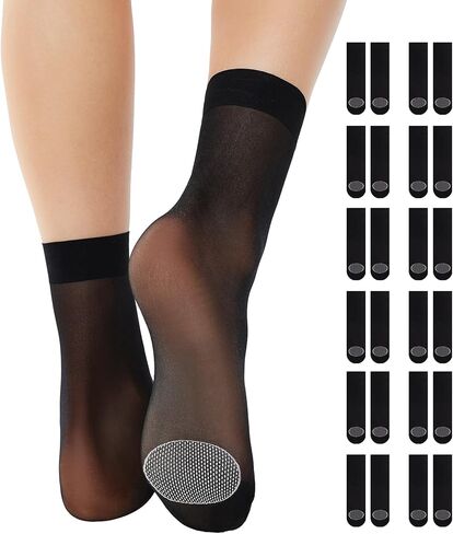 12 Pairs Nylon Socks for Women High Sheer Ankle Socks Hosiery with Reinforced Toe in Kuwait