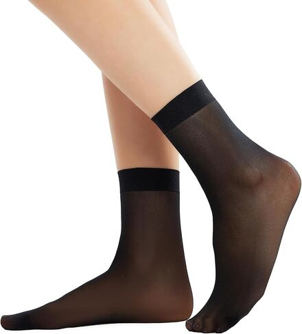 12 Pairs Nylon Socks for Women High Sheer Ankle Socks Hosiery with Reinforced Toe in Kuwait