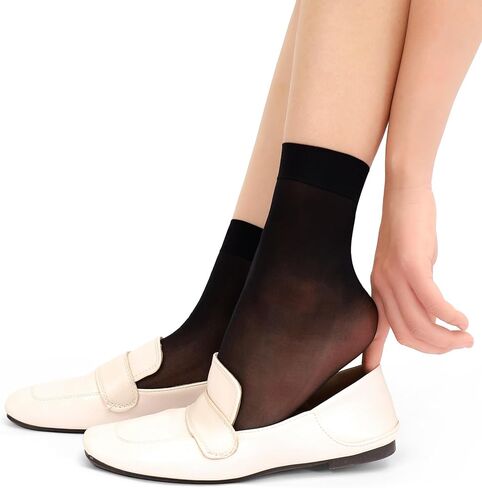 12 Pairs Nylon Socks for Women High Sheer Ankle Socks Hosiery with Reinforced Toe in Kuwait