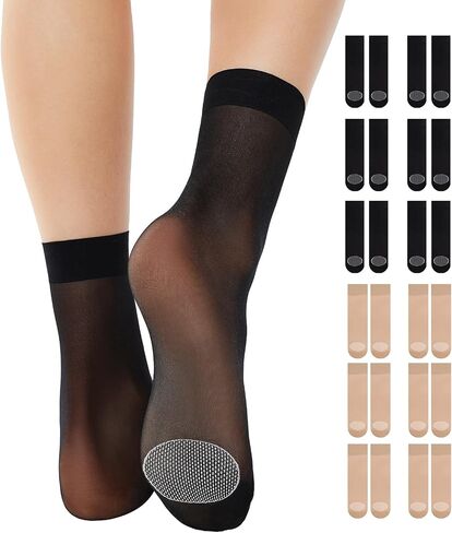 12 Pairs Nylon Socks for Women High Sheer Ankle Socks Hosiery with Reinforced Toe in Saudi Arabia