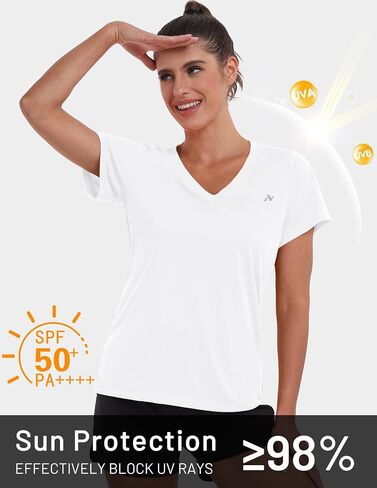 Women's UPF 50+ Sun Shirts Dry Fit Athletic Running Long Sleeve T-Shirts V-Neck Performance Tee Top in Saudi Arabia