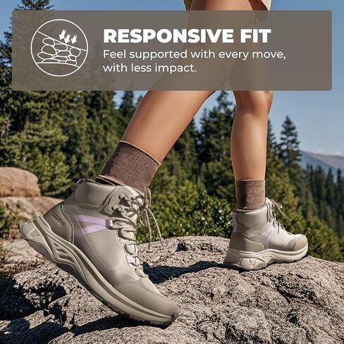 NORTIV 8 Women's Hiking Boots Waterproof Lightweight Outdoor Trekking Comfortable Non-Slip Backpacking Camping Ankle Boot Hollow in Kuwait