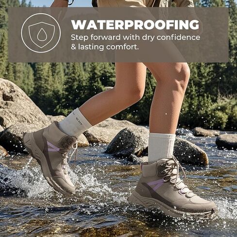 NORTIV 8 Women's Hiking Boots Waterproof Lightweight Outdoor Trekking Comfortable Non-Slip Backpacking Camping Ankle Boot Hollow in Kuwait