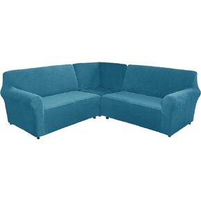 Sectional Corner Sofa Covers 5 Seat L-Shaped Sectional Couch Sofa Slipcovers Velvet L Shape Sofa Cover,Stretch Soft Washable Furniture Sofa Protector for 5-Seater Corner Sofa(Beige,5-Seater)