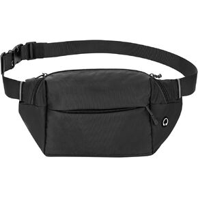 USHAKE Large Fanny Pack Running Belt with Adjustable Strap for Sports, Travel, Hiking, Running - Plus Size Waist Bag for Women Men Black