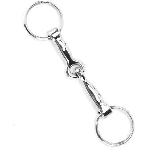 Horse Snaffle Bit, Ring Snaffle Bit Key Chain Silver Plate Zinc Alloy Pelham Keychain Single Connector Horse Bit Key Knot Horse Racing Accessory