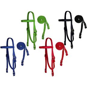 Tahoe Nylon Padded Browband Draft Horse Headstall with Split Reins, Draft Horse Size