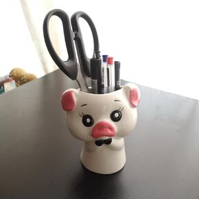 WONIU Ceramic Pencil Holder, Animal Bunny Cute Pen Pencil Cup, Rabbit Pencil Pen Container for Home Office Desk, White