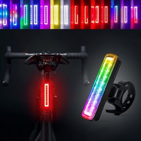Bike Tail Light SkateBoard 14 Modes 7 Colors, Rear Rechargeable, Gifts for a Cyclist Safety, Accessories Teens, Cycling Bicycle Lights Rear, Rainbow Colors